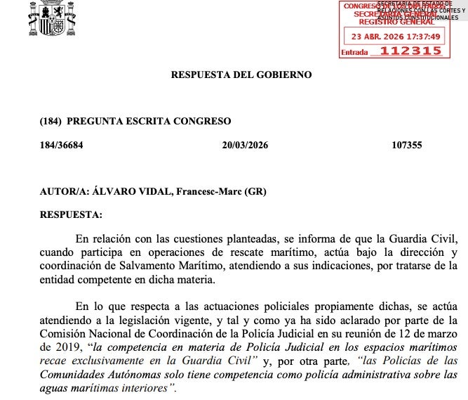La resposta de Marlaska a Àlvaro sobre la policia marítima dels Mossos/QS