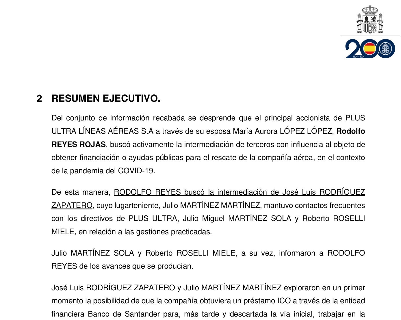 Parte de uno de los dos informes de la UDEF respecto a Zapatero/QS