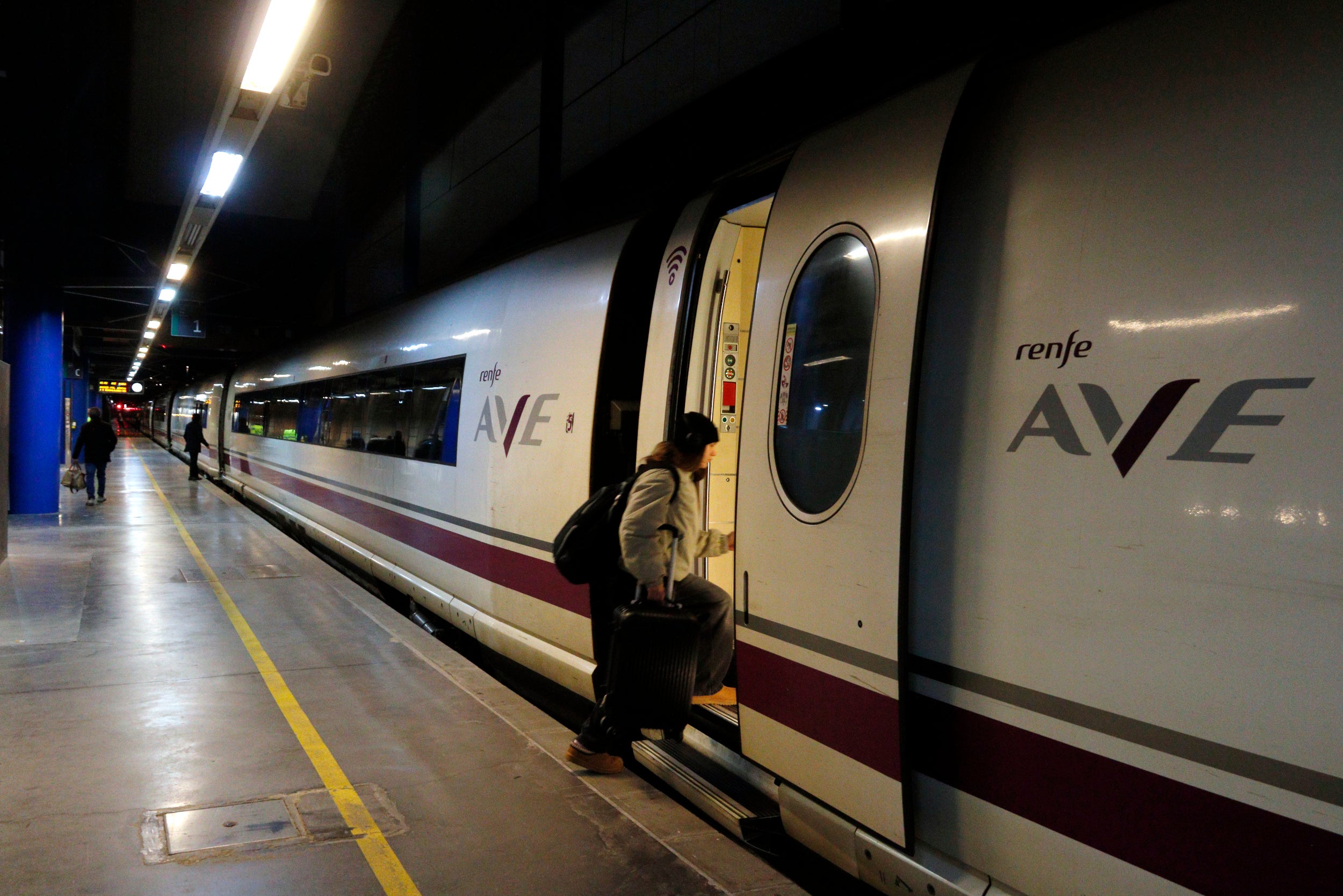 Una passatgera puja a un tren AVE Lleida-Madrid que ha sortit amb 50 minuts de retard | Roger Segura (ACN)