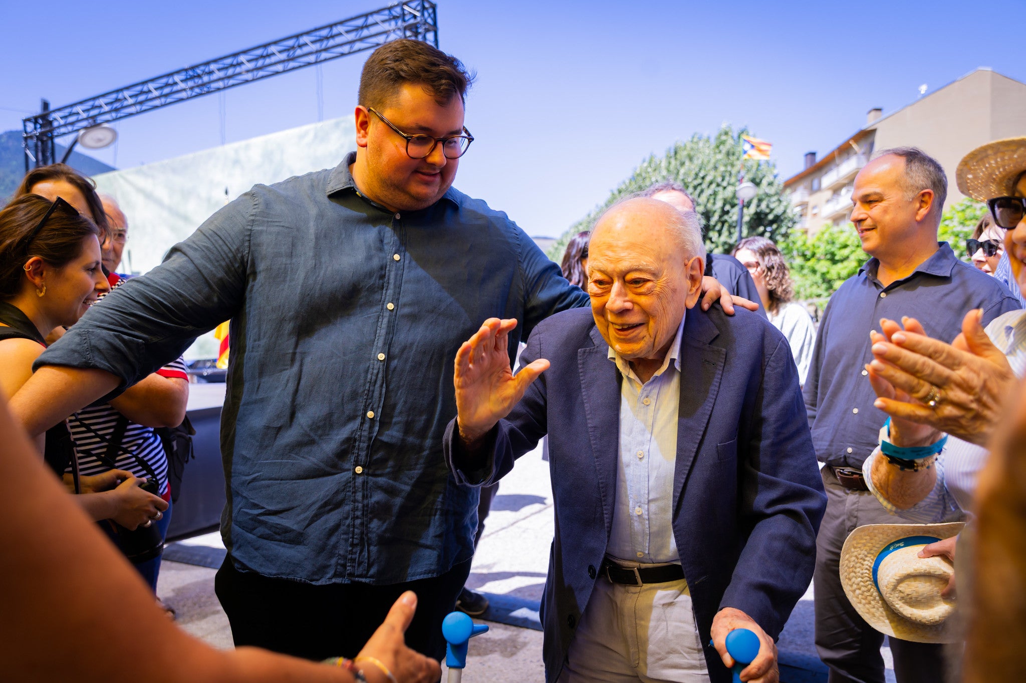 El president Jordi Pujol amb el secretari general de la JNC, Aleix Agustí/Núria Càmara/Junts
