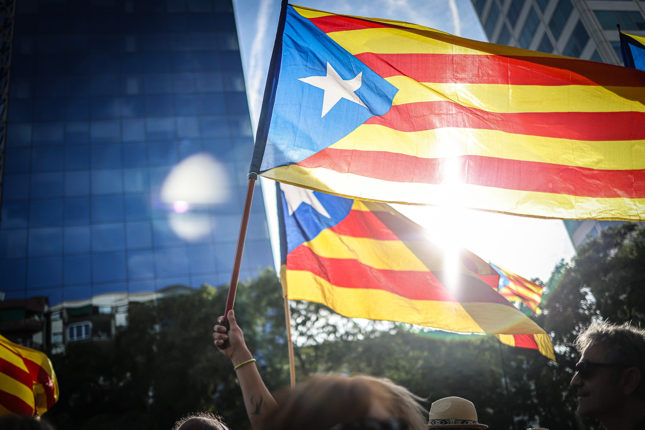 Manifestants amb estelades a la manifestació de l'ANC amb motiu de la Diada / Jordi Borràs / ACN