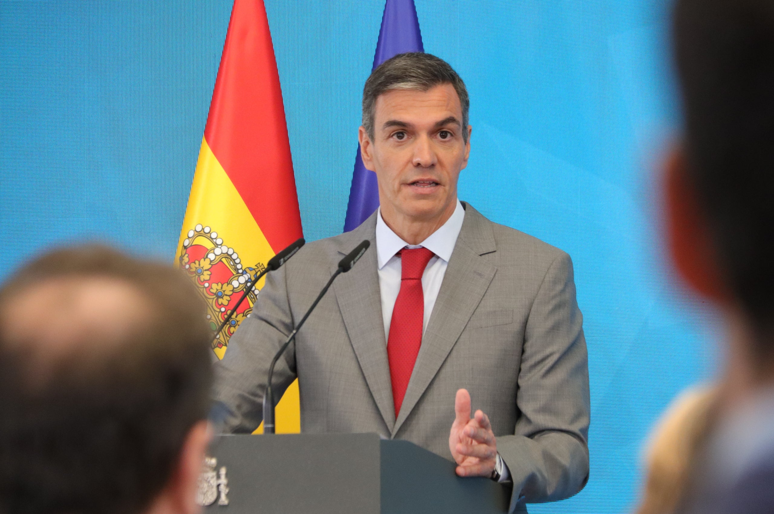 El president del govern espanyol, Pedro Sánchez, en una roda de premsa a la Moncloa aquest dimarts / ACN