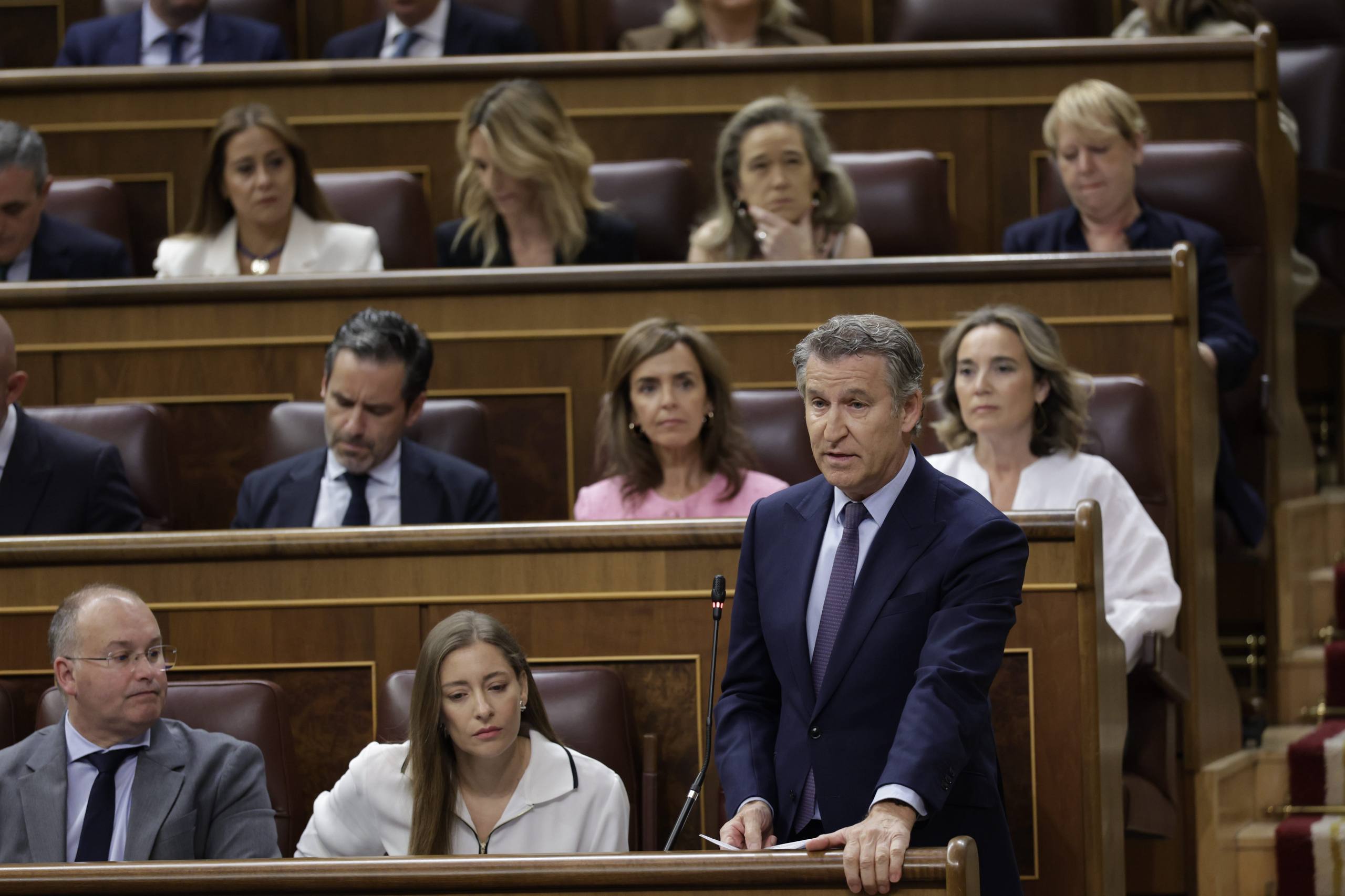 El líder del PP, Alberto Núñez Feijóo, aquest dimecres al Congrés / ACN