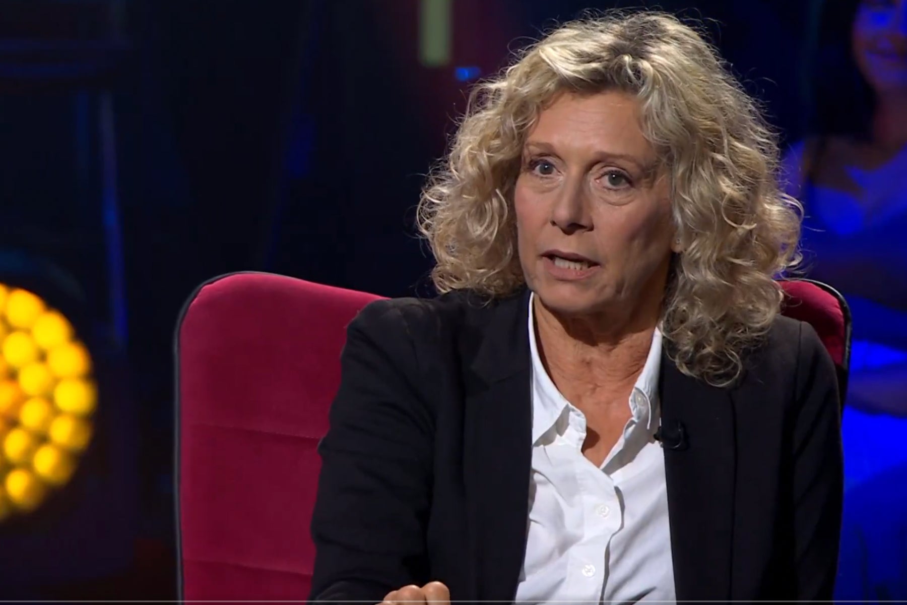 Àngels Gonyalons, en un moment de l'entrevista a TV3 / 3Cat