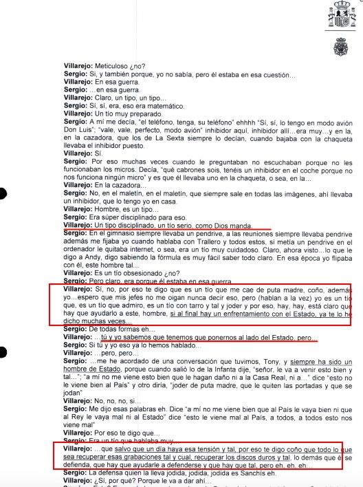 Transcripcions de les converses entre Villarejo i Ríos fetes per la UAI del CNP/QS