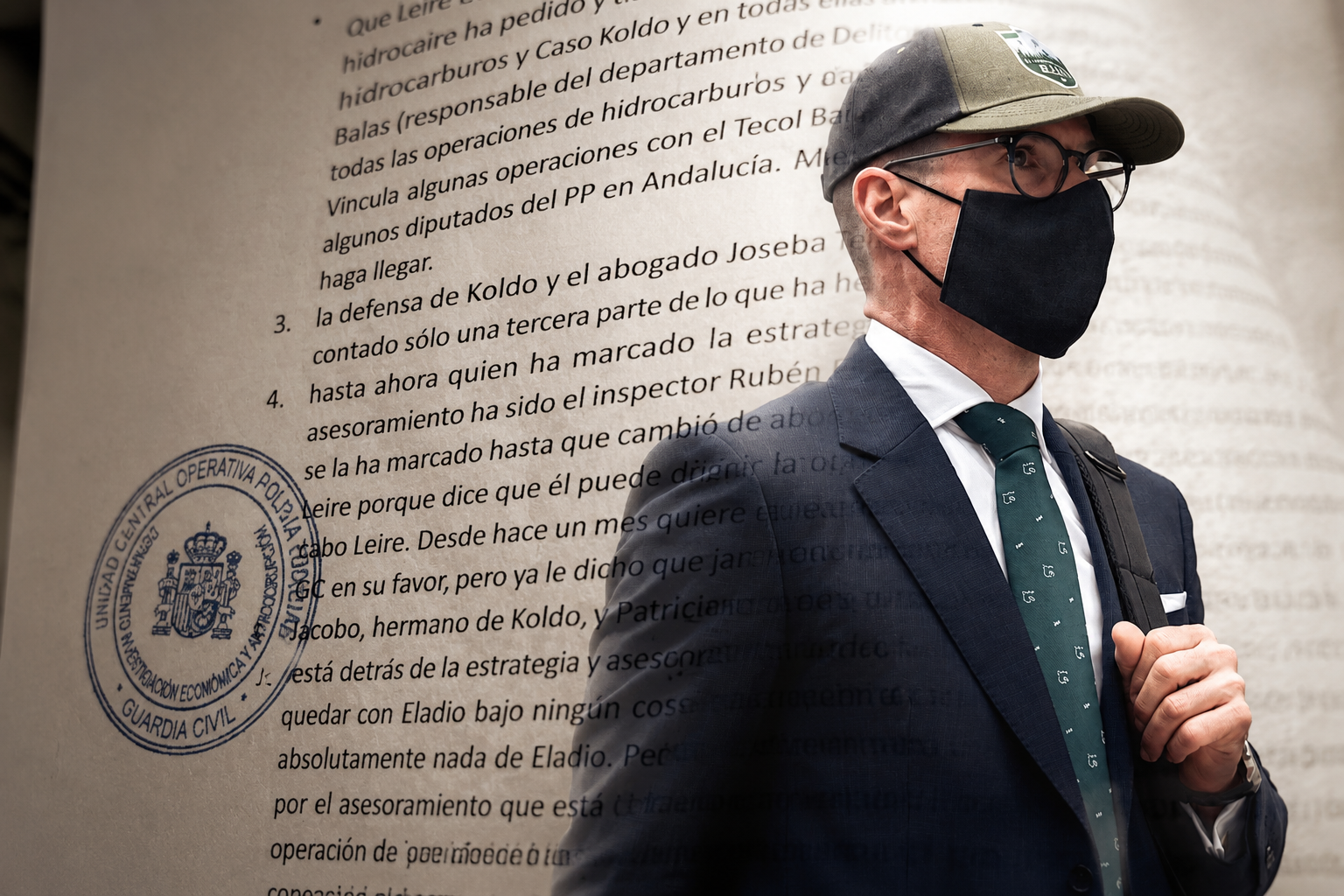 Una imagen del documento que escribe el comandante Villalba, con una fotografía de Alberto Ortega de Europa Press y de Quico Sallés, compuesta a través del ChatGPT