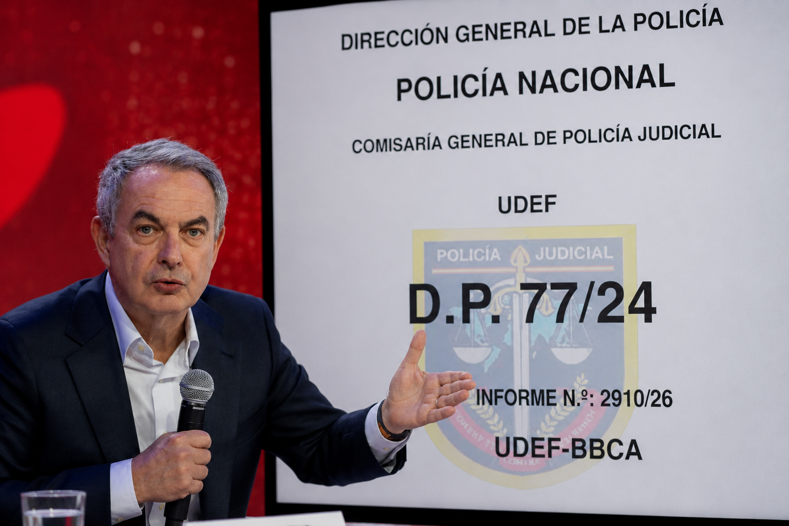 Una imatge de la portada de l'ofici policial combinada amb una foto de Zapatero/QS/EP/Chatgpt