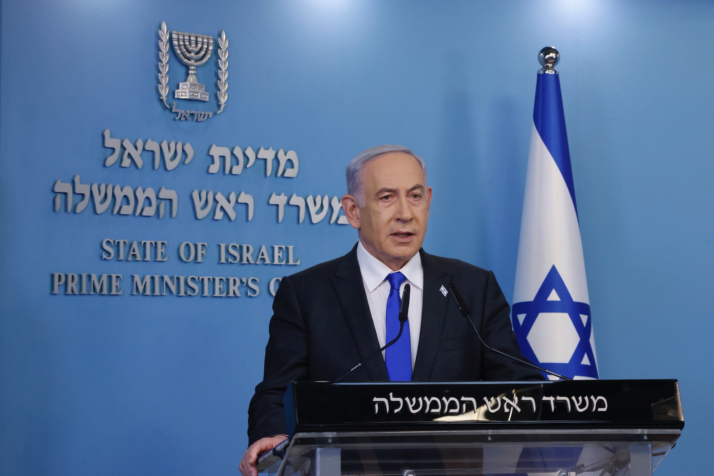 
El primer ministre israelià Benjamin Netanyahu parla en una roda de premsa. Europa Press / Contacto / Marc Israel Sellem / JINI 