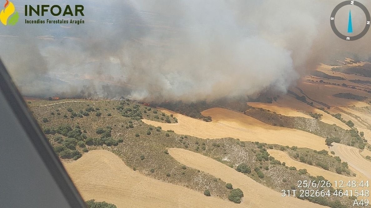 L'incendi de la Franja de Ponent, en una imatge distribuïda pel Govern de l'Aragó / Europa Press