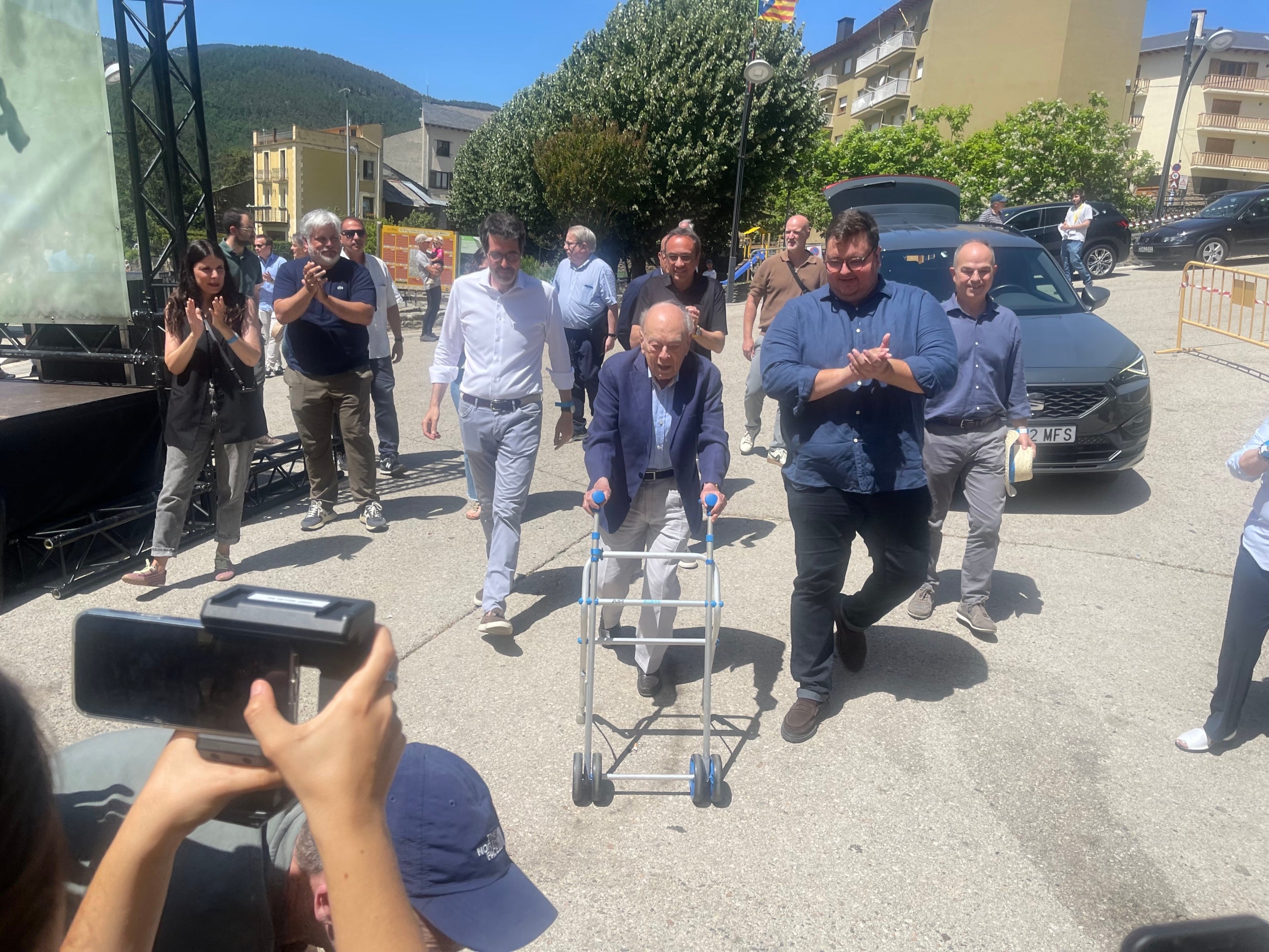 El president Pujol, a la seva arribada a l'homenatge/QS