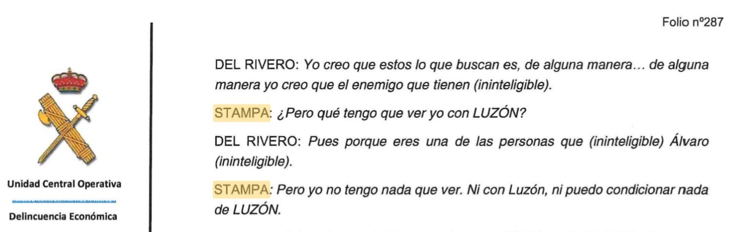 Parte de la transcripción de la conversación de Stampa con Leire y Dolset donde tira balones fuera sobre el ofrecimiento/QS
