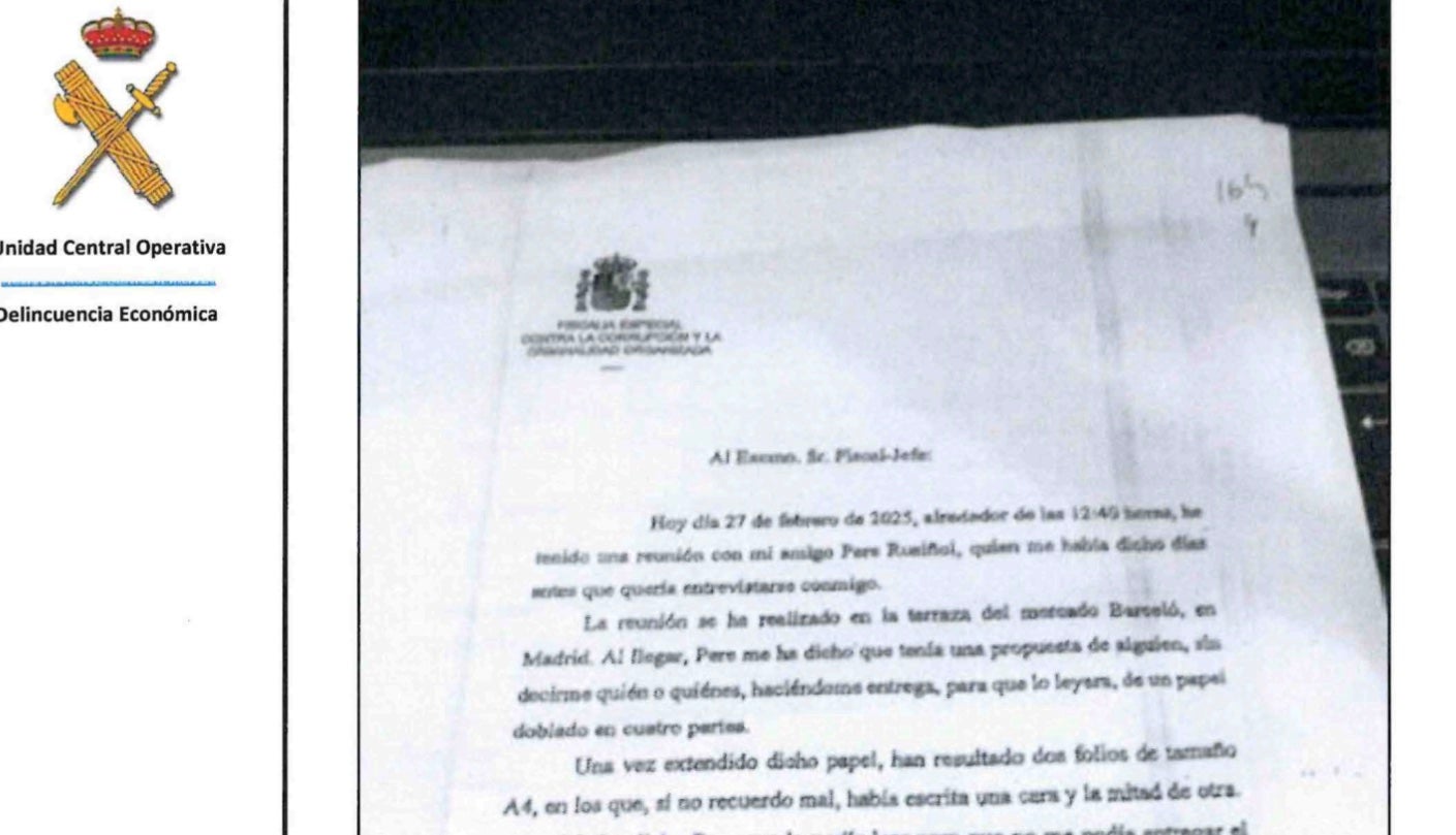 La denuncia de Grinda a la Fiscalía sobre el ofrecimiento de la trama a través de Rusiñol/QS