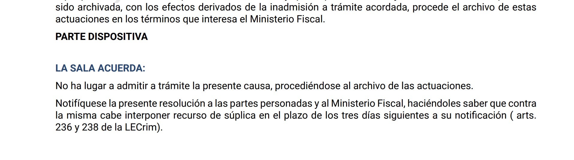Parte dispositiva de la resolución/QS