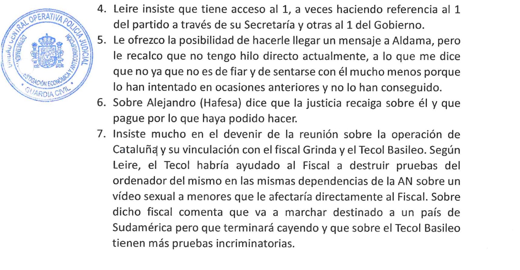 Parte de uno de los informes donde consta la preocupación de la operación Catalunya para utilizarlo a favor del PSOE/QS 