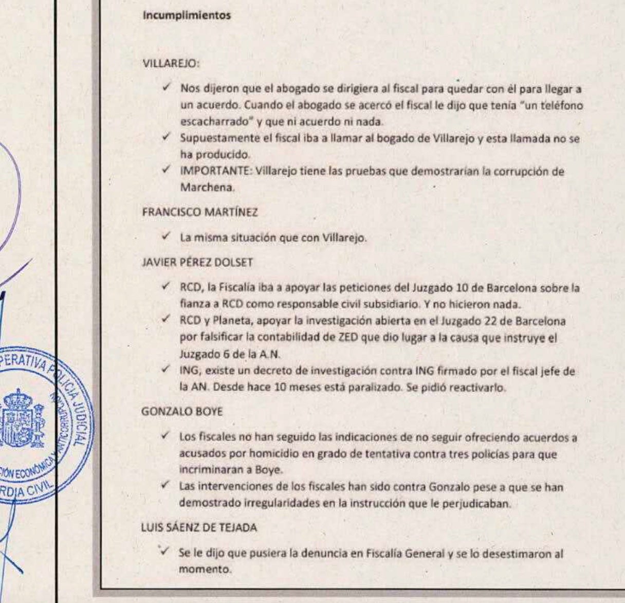 Part del document Incompliments que l'UCO va trobar als ordinadors de Leire Díez i Santos Cerdan/QS