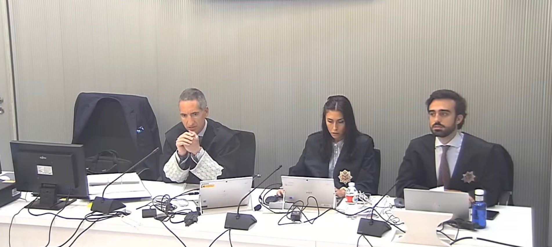 El fiscal César Rivas, a l'esquerra de la imatge durant el judici de la Kitchen