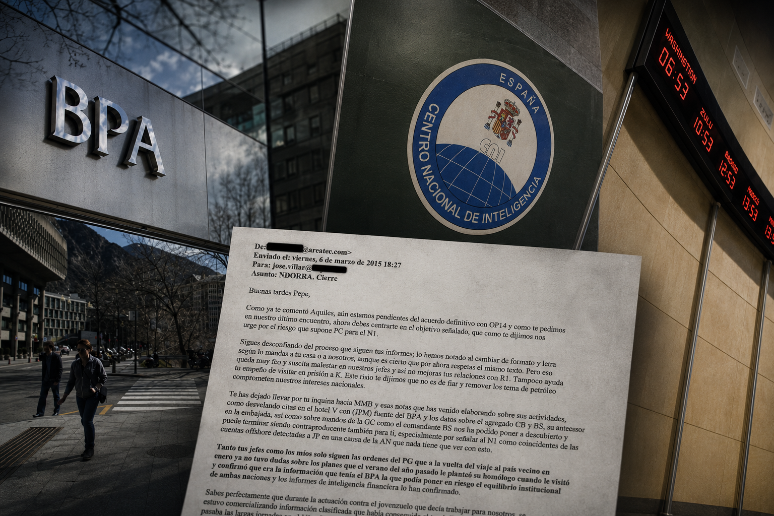 Un dels mails que relacionarien el CNI amb les pressions a la BPA/Imatges pròpies i d'Europa Press, treballades amb ChatGPT