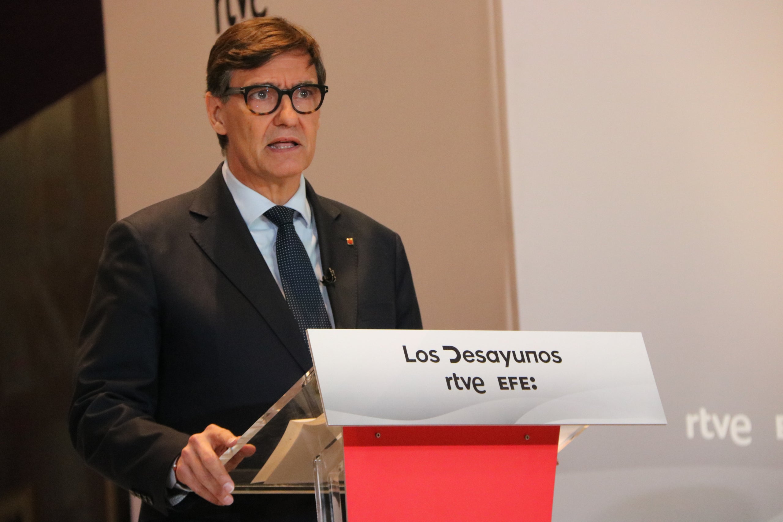 El presidente de la Generalitat, Salvador Illa, este lunes en el desayuno de RTVE y la Agencia EFE en Madrid / ACN