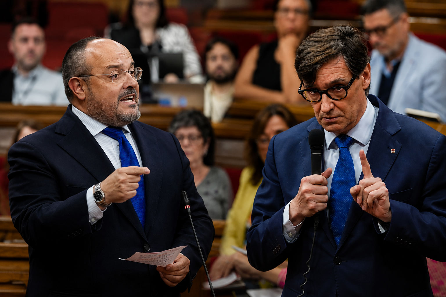Alejandro Fernández i Salvador Illa se les tenen al Parlament/David Zorrakino/EP