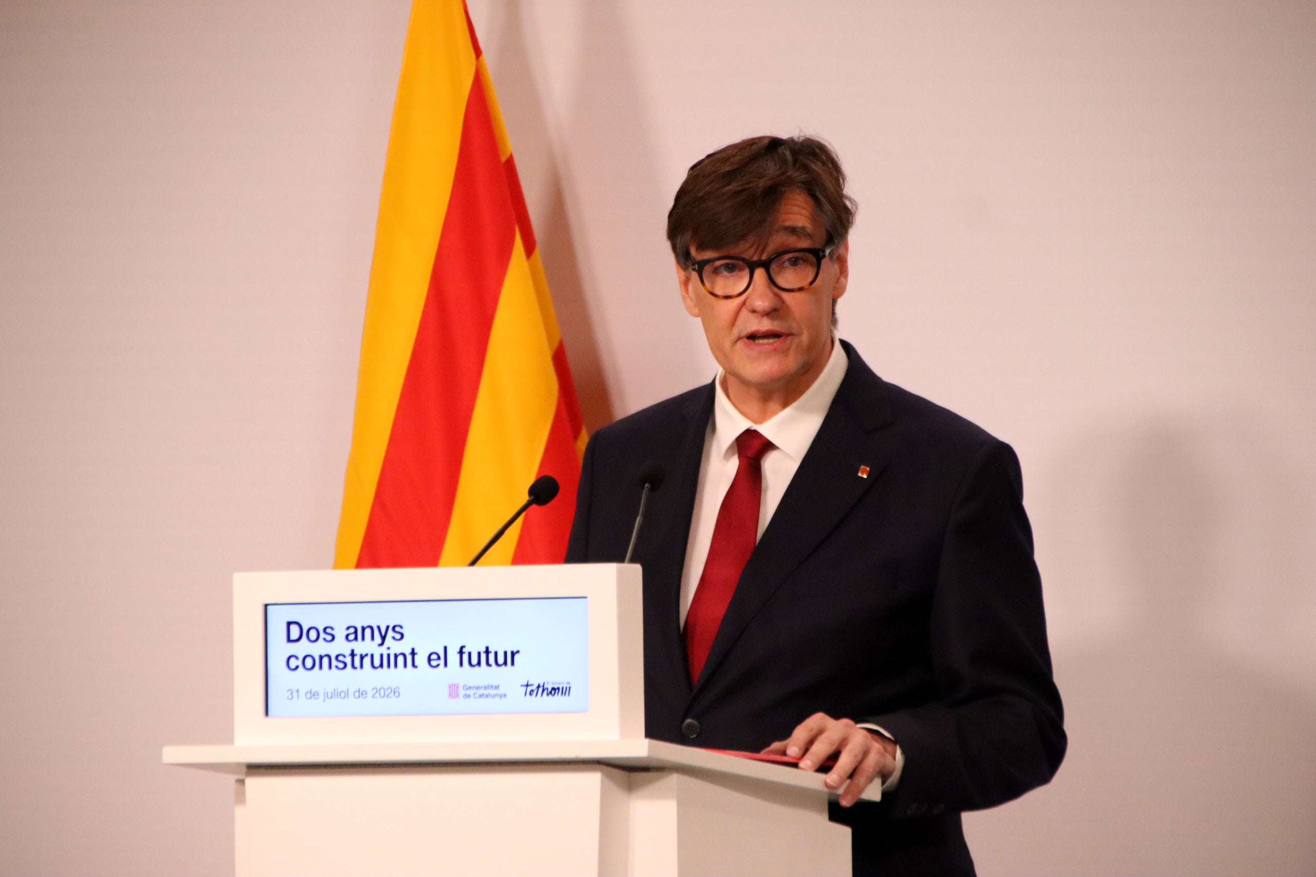 El presidente de la Generalitat, Salvador Illa, en la rueda de prensa de balance del curso político / ACN