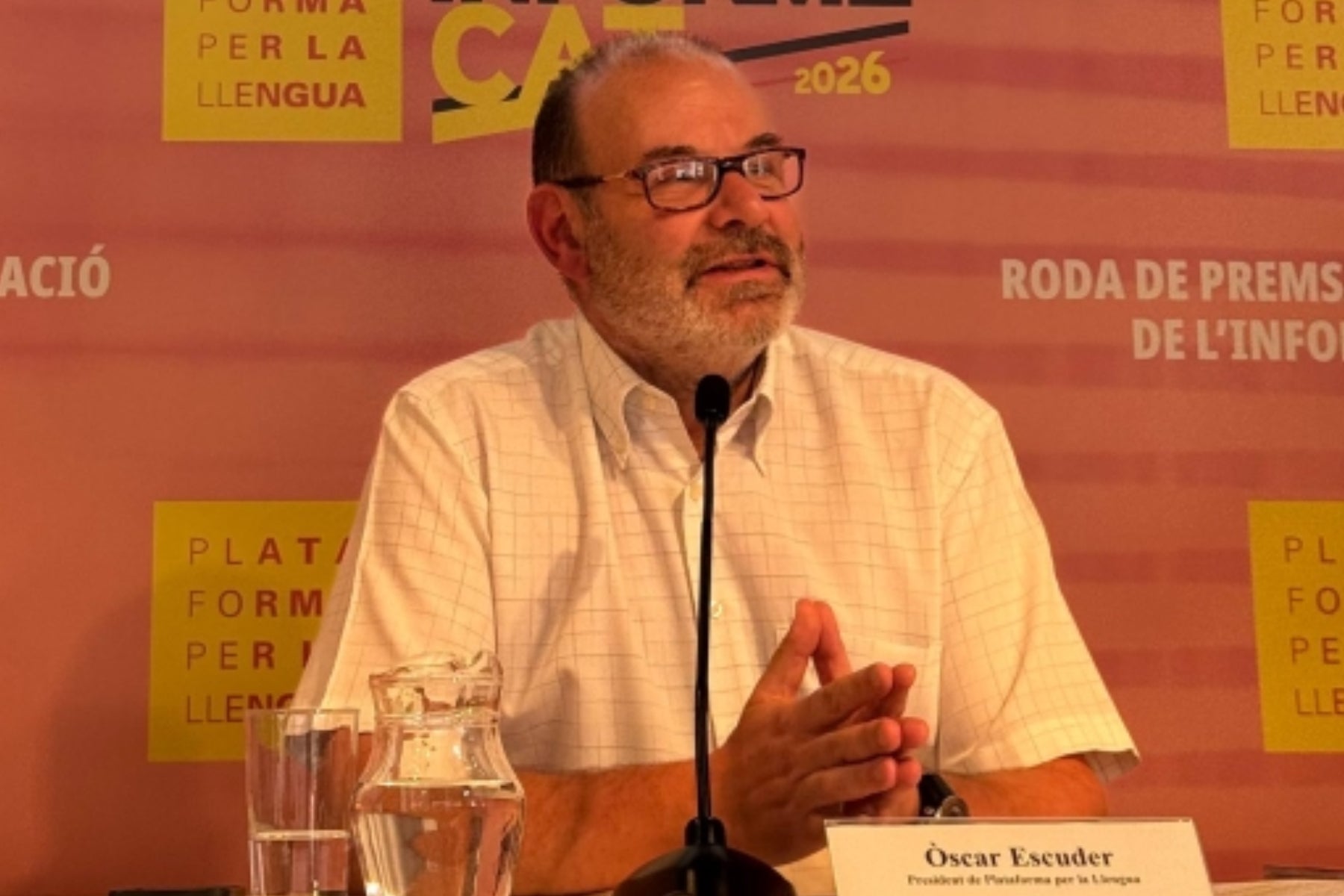 El president de Plataforma per la Llengua, Òscar Escuder / Plataforma per la Lengua