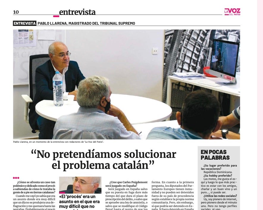 Pablo Llarena en la entrevista a La Voz del Patio