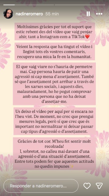 Nadine Romero denuncia l'assetjament que rep de certs seguidors - Instagram