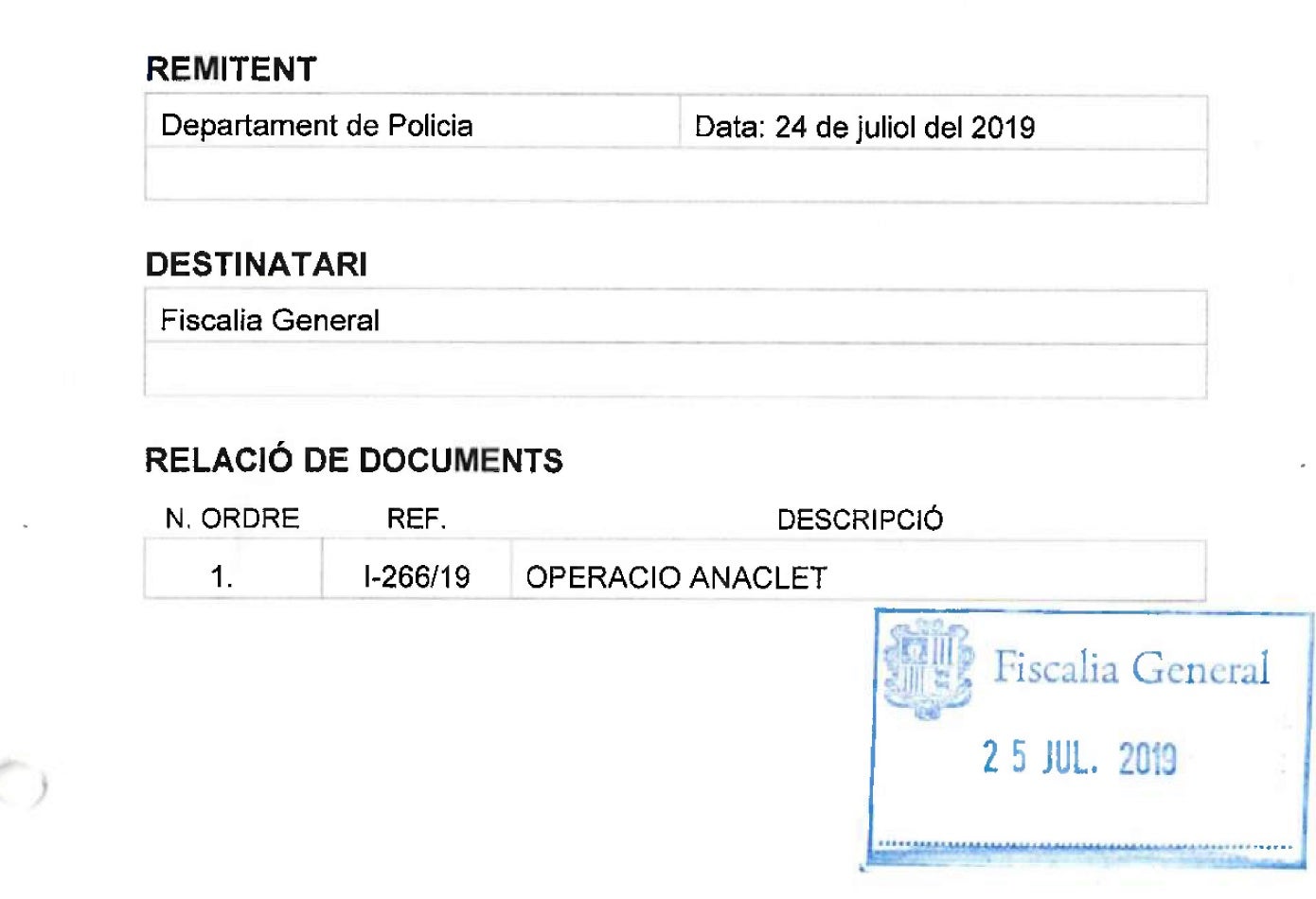 El primer informe de l'operació Anaclet/QS