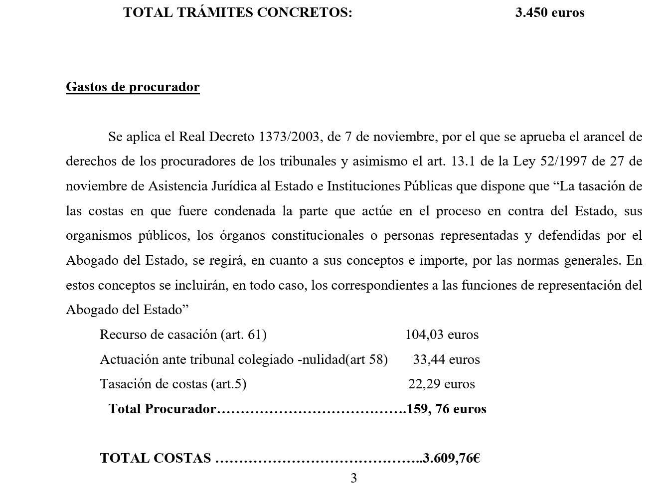 Part de la minuta presentada per l'advocat de l'Estat pel recurs del 17-A/QS