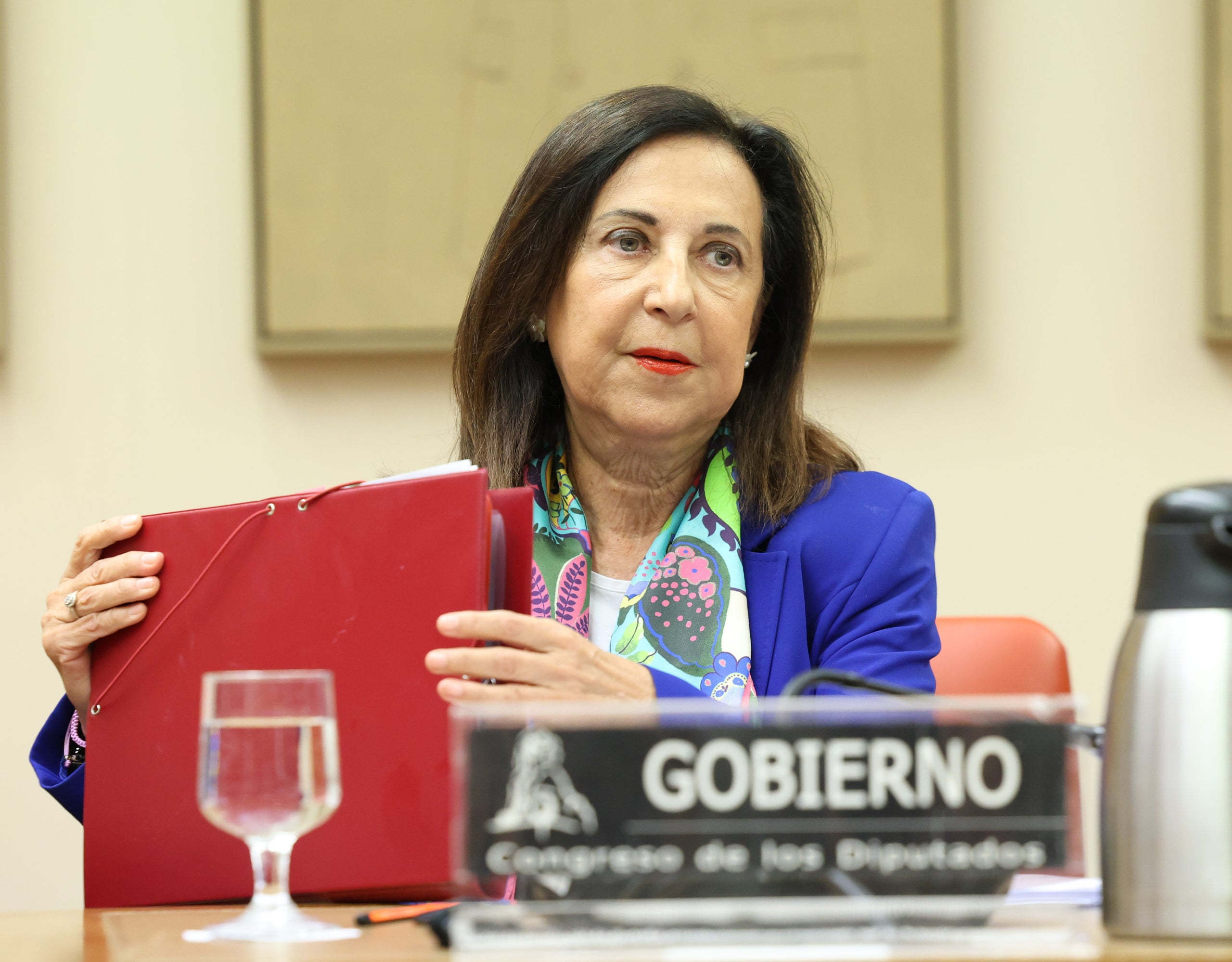 La ministra de Defensa, Margarita Robles, durant una compareixença davant la Comissió de Defensa en el Congrés dels Diputats | Marta Fernández / Europa Press