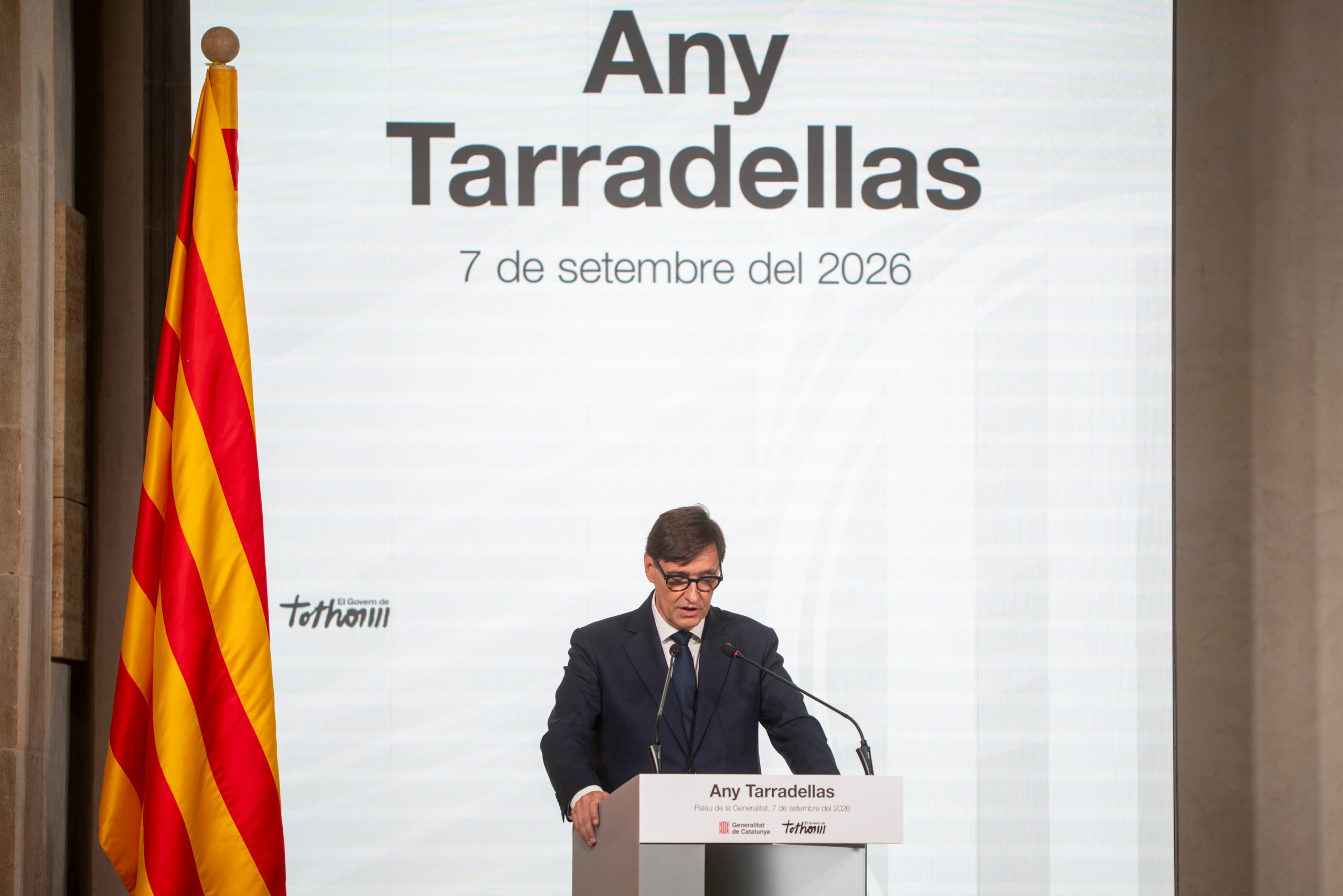 El president de la Generalitat, Salvador Illa, durant l'inici de l'Any Tarradellas / Lorena Sopêna / Europa Press