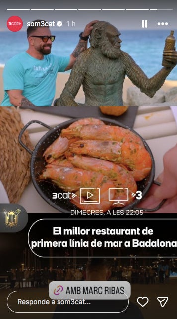 Marc Ribas buscarà el millor restaurant de primera línia de mar a Badalona - Instagram