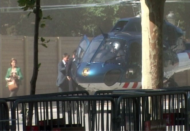 Artur Mas, en helicòpter per arribar al parlament/Pere Francesch ACN