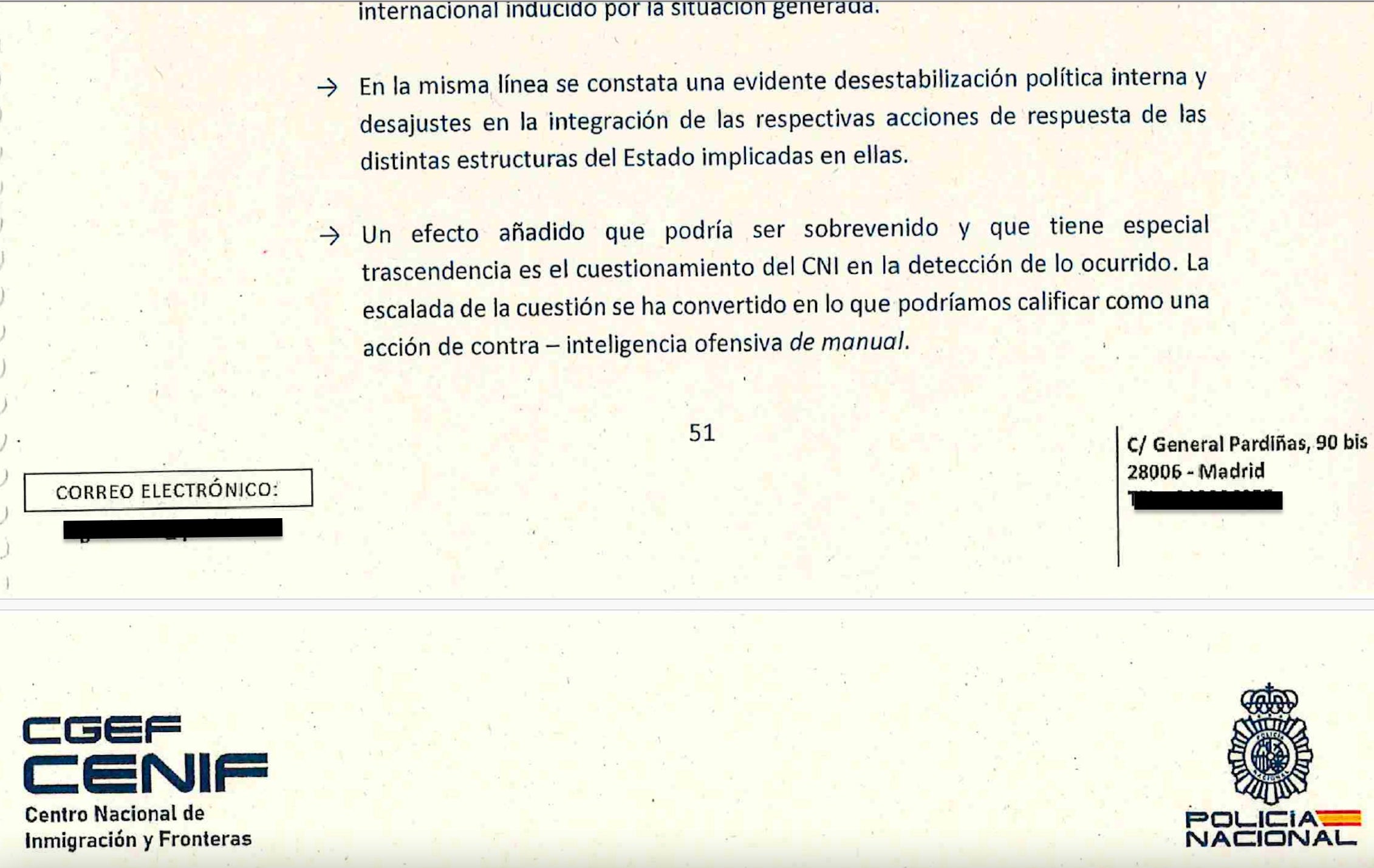 Parte del informe policial sobre Ceuta que alerta de la operación de contrainteligencia/QS