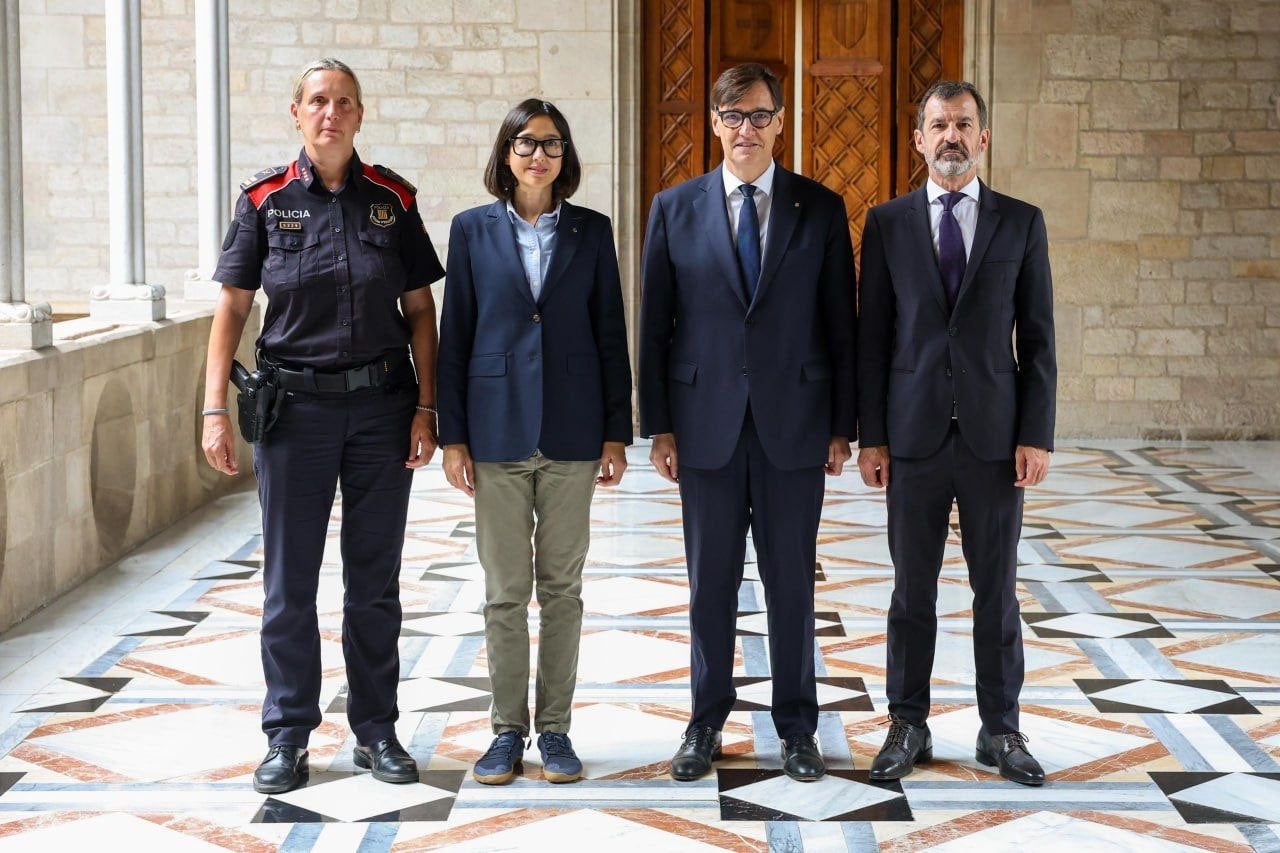 La nova direcció dels Mossos: Sílvia Catà, Parlon, Illa i Ferran Lòpez/Presidència