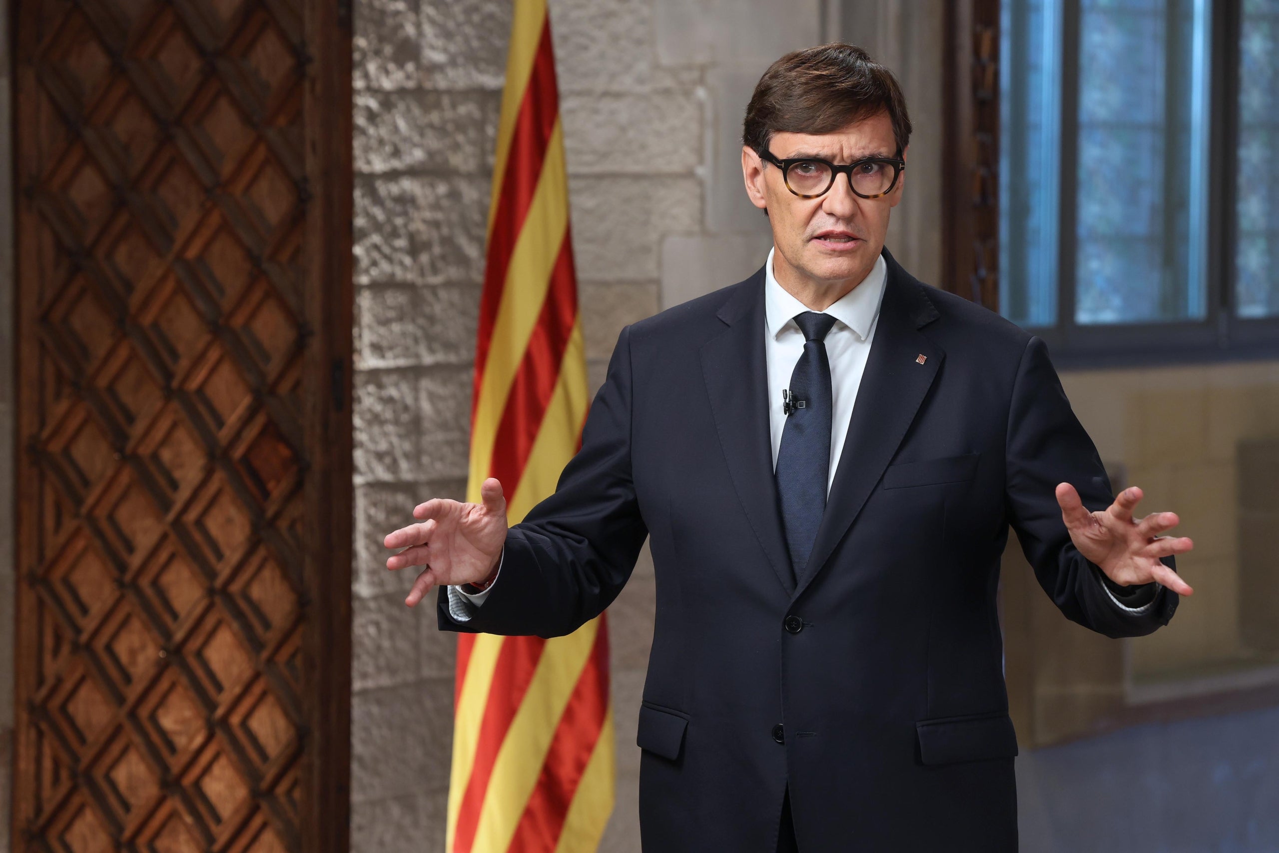 El presidente, en un momento del mensaje para la Diada / Rubén Moreno