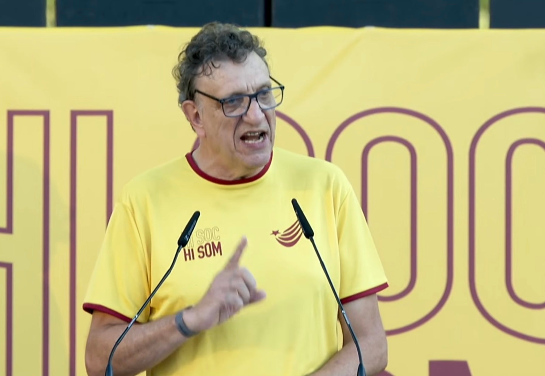 El presidente de la ANC, Josep Vila, en el parlamento que ha cerrado la manifestación de la Diada 2026 / ANC