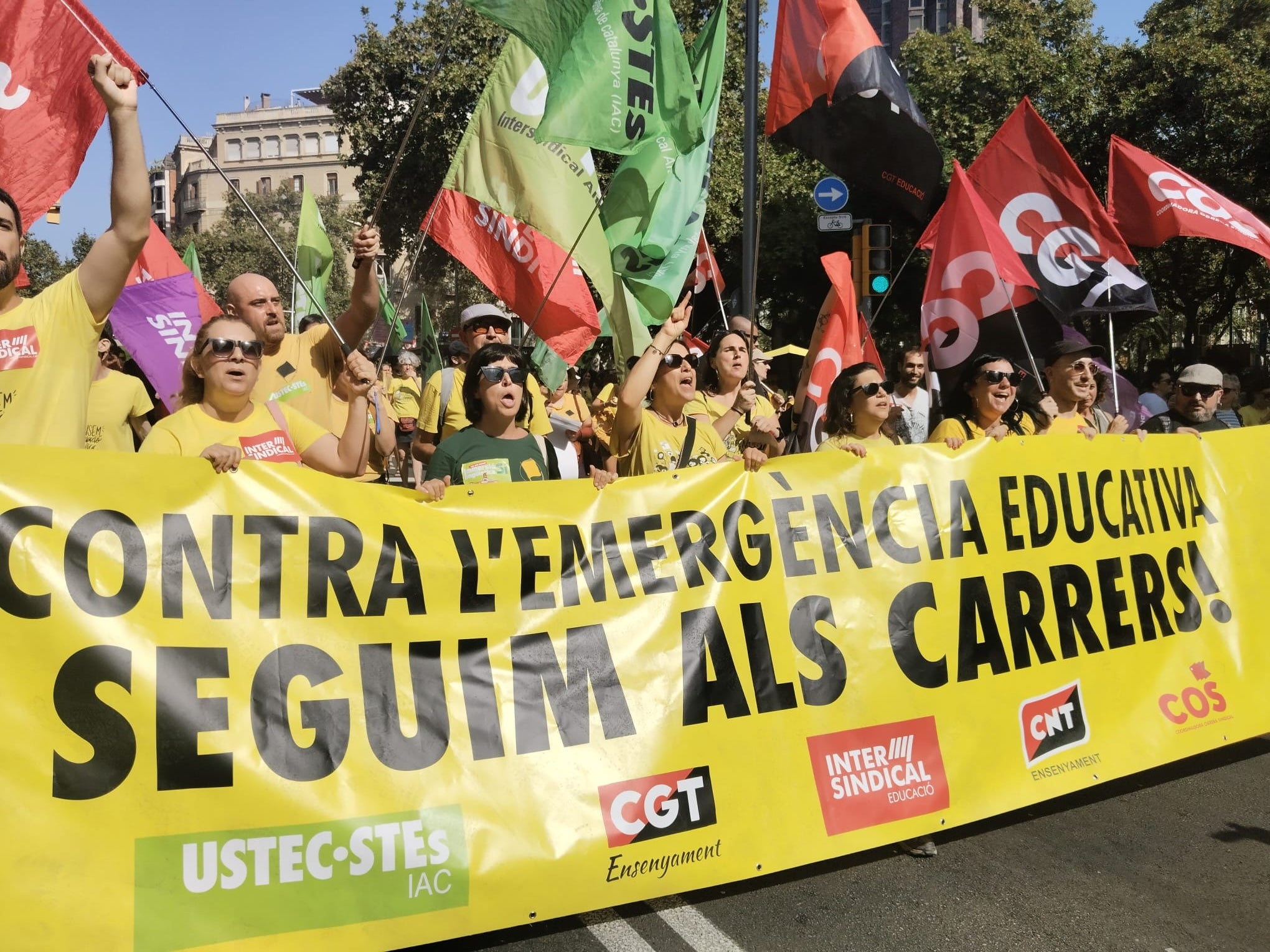La capçalera de la manifestació, sense el nom d'Aspec, que va signar l'últim acord | G.G.