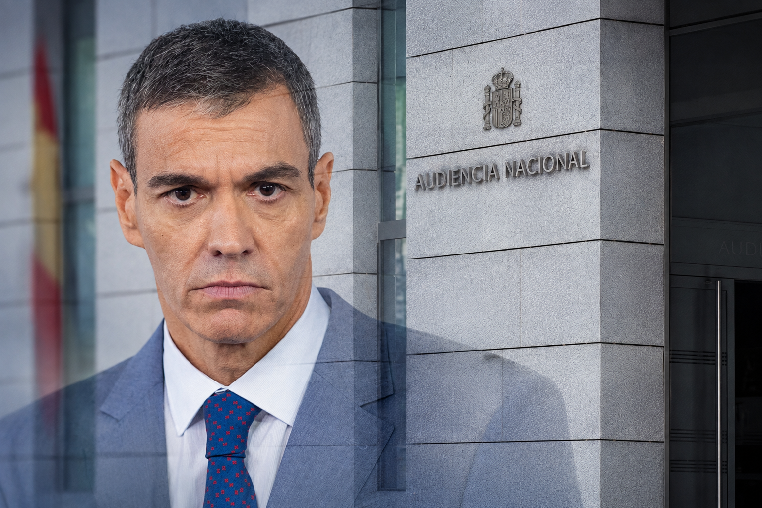 Pedro Sánchez y la sede de la Audiencia Nacional con fotografías de EuropaPress