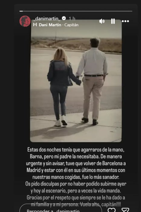Dani Martín s'acomiada del pare en un missatge molt trist - Instagram