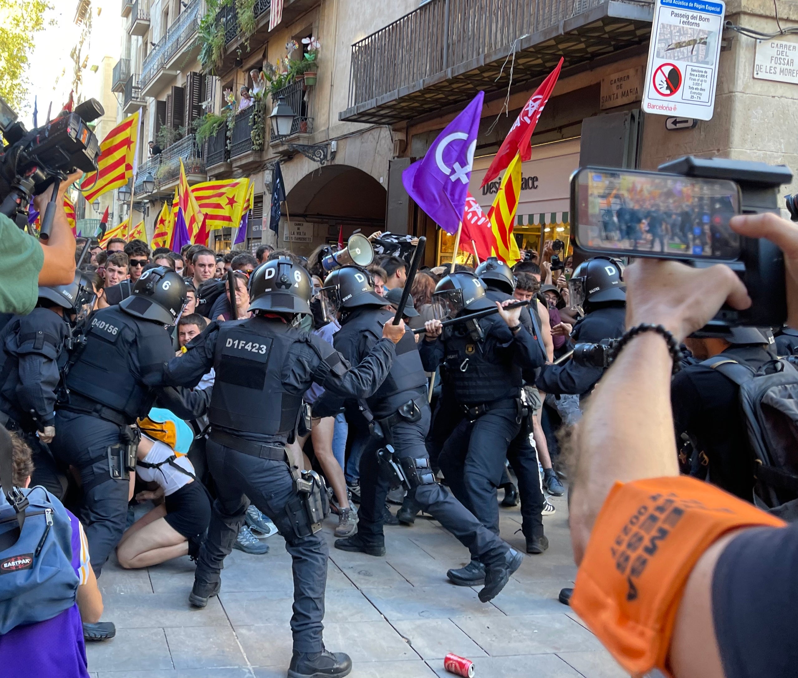 Una imatge dels Mossos contenint la manifestació antifeixista al Fossar de les Moreres/QS