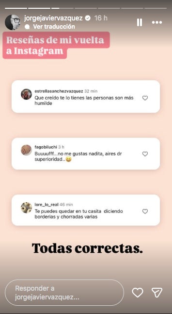 Jorge Javier Vázquez reacciona a les crítiques - Instagram