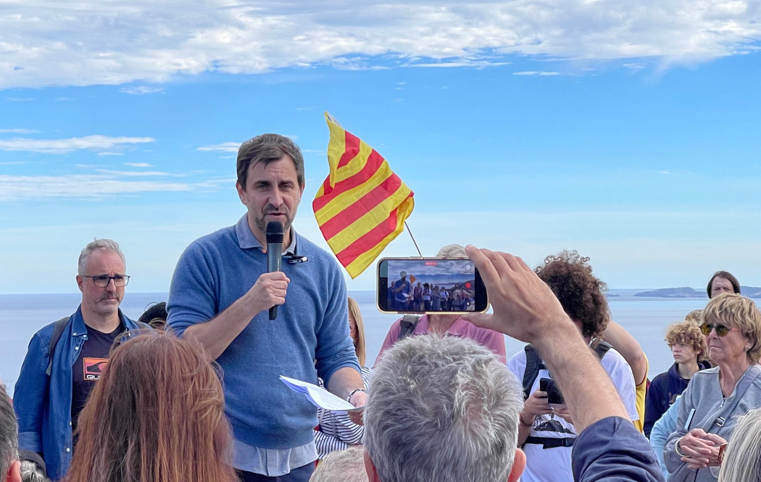 Toni Comín, en un momento de su discurso en el Coll de Balitres/QS