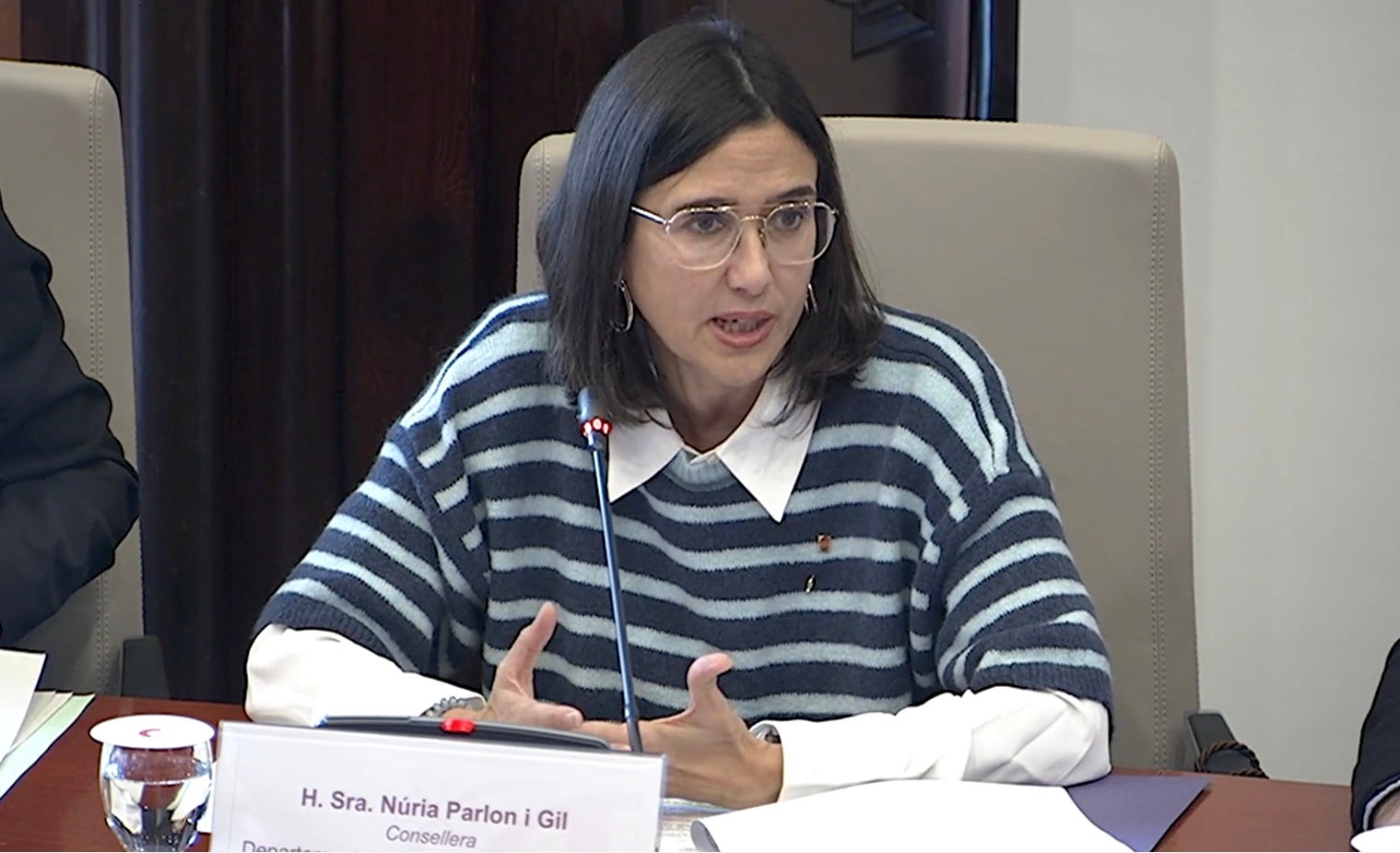La consellera d'Interior, Núria Parlon, en la seva compareixença d'aquesta tarda al Parlament, sobre els aldarulls del 24 d'octubre/ElMón