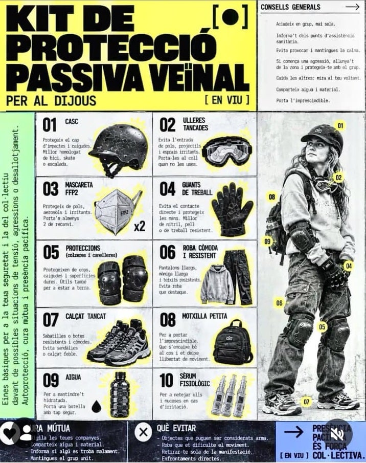 Una imatge de les instruccions a les xarxes per l'autoprotecció
