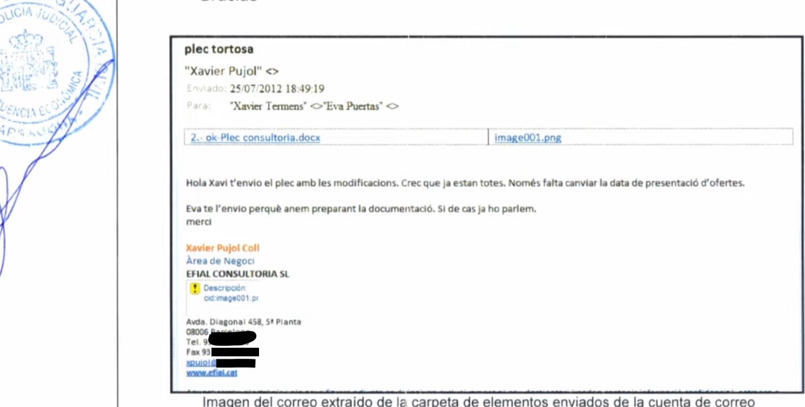 Uno de los correos de Termens a Puertas pidiendo pliegos para concursos/QS