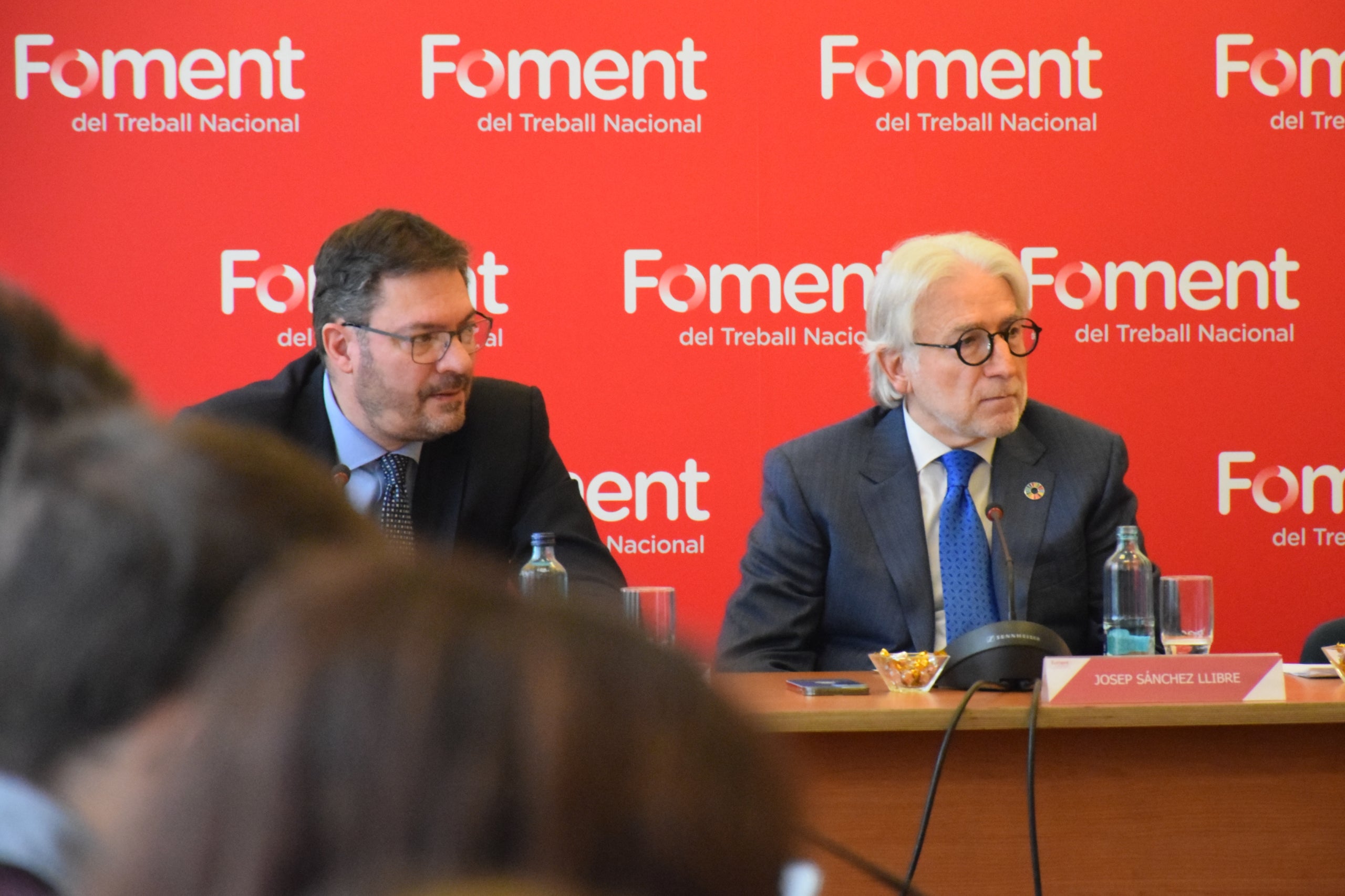 Lluís Moreno i Josep Sánchez Llibre durant la roda de premsa a Foment / ACN