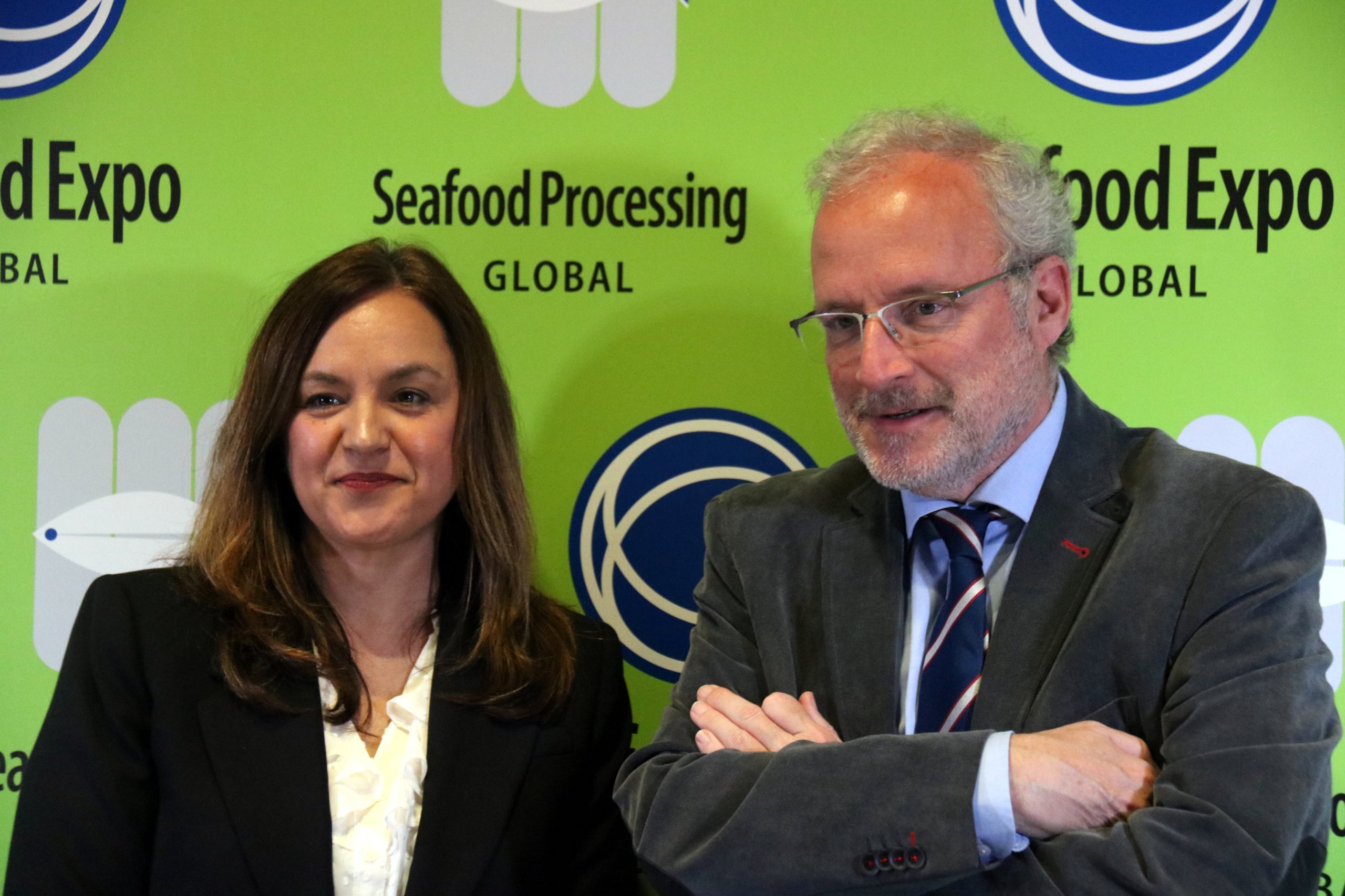 Imatge del director general de Fira de Barcelona, Constantí Serrallonga, i la vicepresidenta del grup Diversified Communications, Liz Plizga / ACN