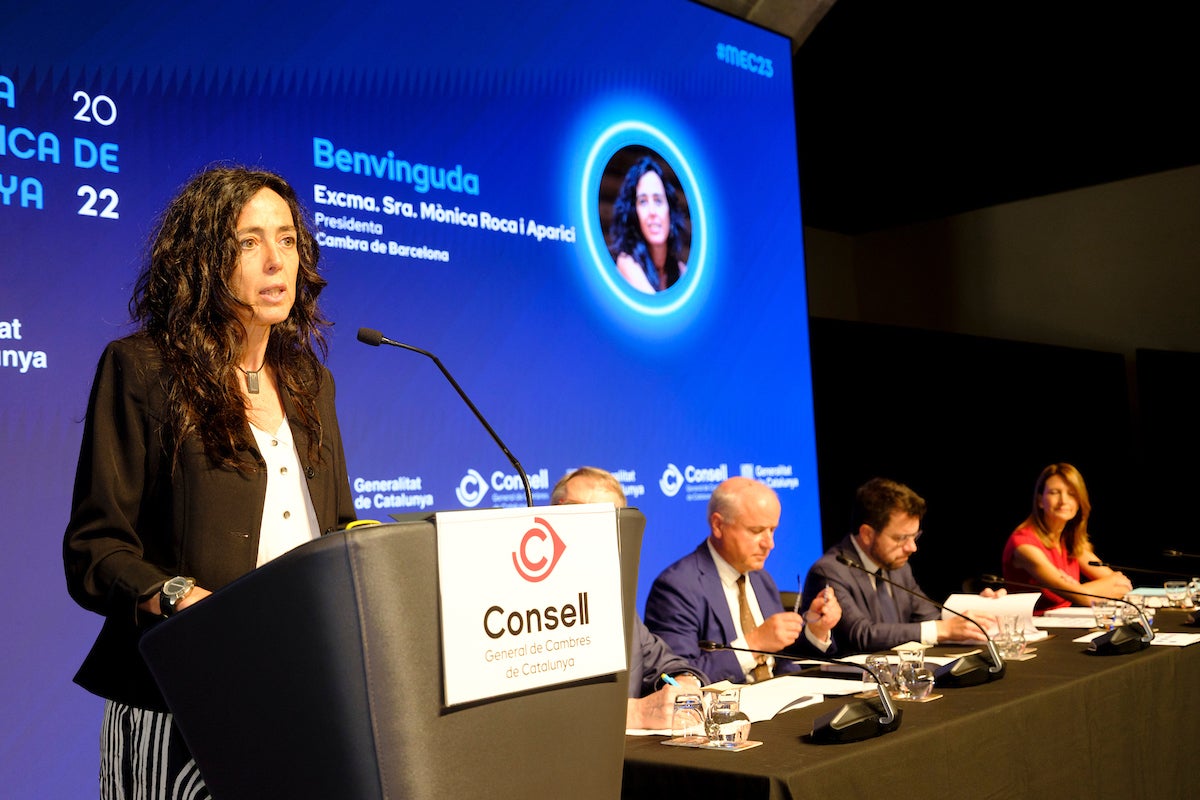 La presidenta de la Cambra de Barcelona, Mònica Roca, durant la presentació de la Memòria Econòmica del 2022 / Cambra de Barcelona