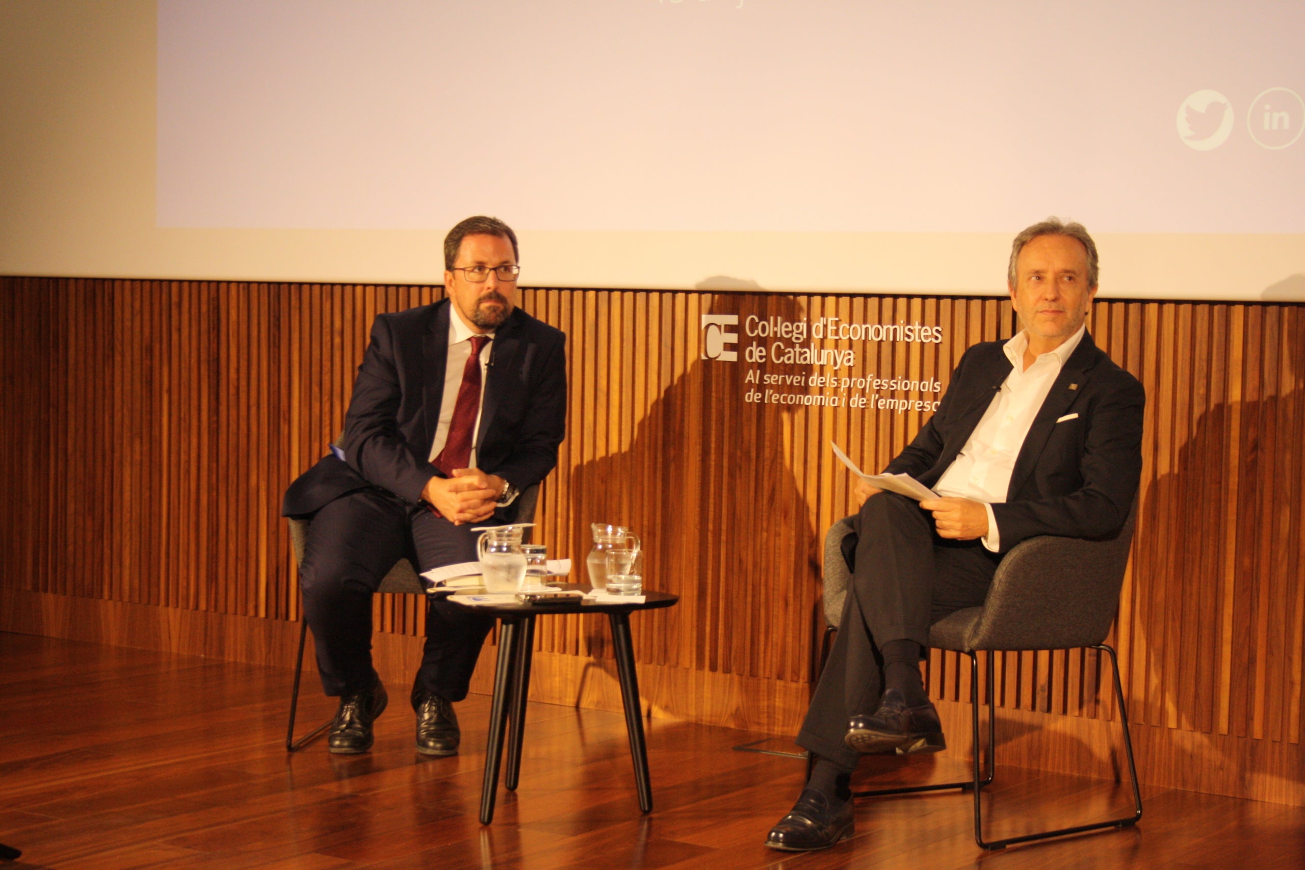 Imatge del president de Renfe, Raül Blanco, durant la seva visita al Col·legi d'Economistes de Catalunya / CEC